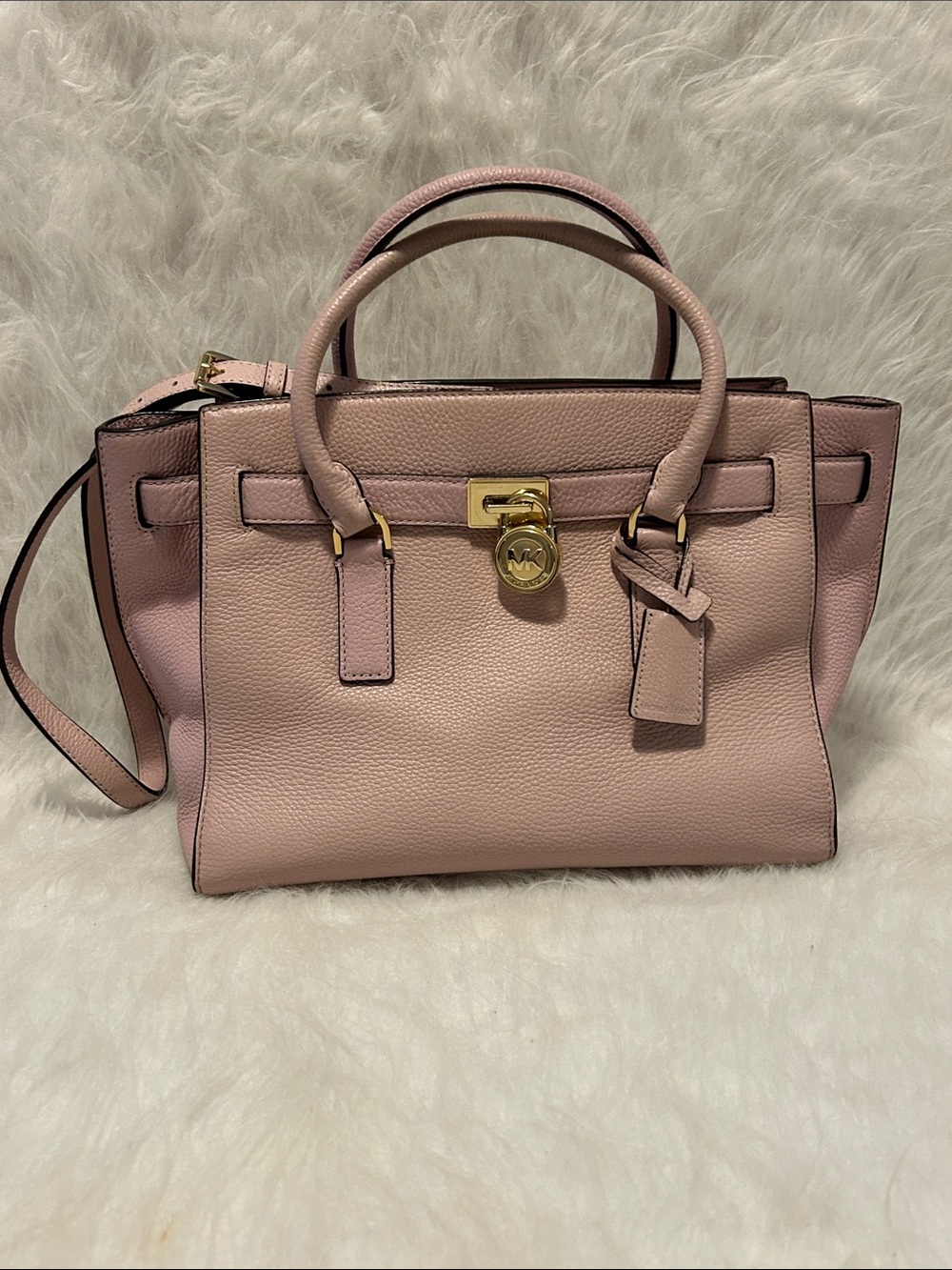 Michael Kors Blush Pink Leather Satchel with Gold Hardware